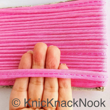 2mm Flanged Insertion Piping on 9mm Band, Light Pink Art Silk Fabric Trim, Cord piping Trim